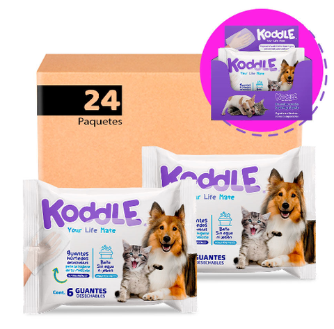 Koddle Guante de Aseo para Mascotas - Caja con 24 paquetes